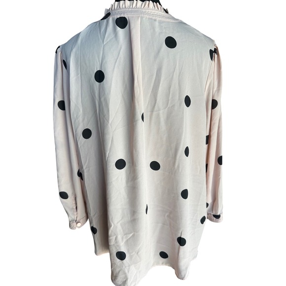 Worthington Pink Black dots popover blouse size XL petite 3/4 sleeve spring - Picture 3 of 4